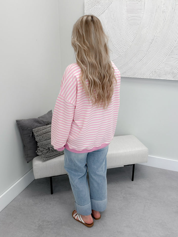 Penny Pullover in Pink Stripe