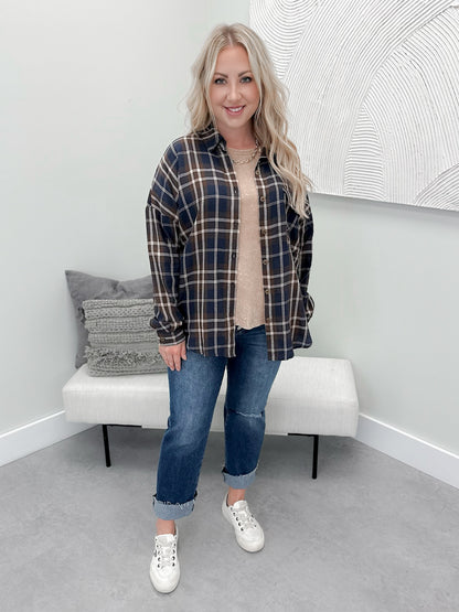 Wells Button Up Top in Navy