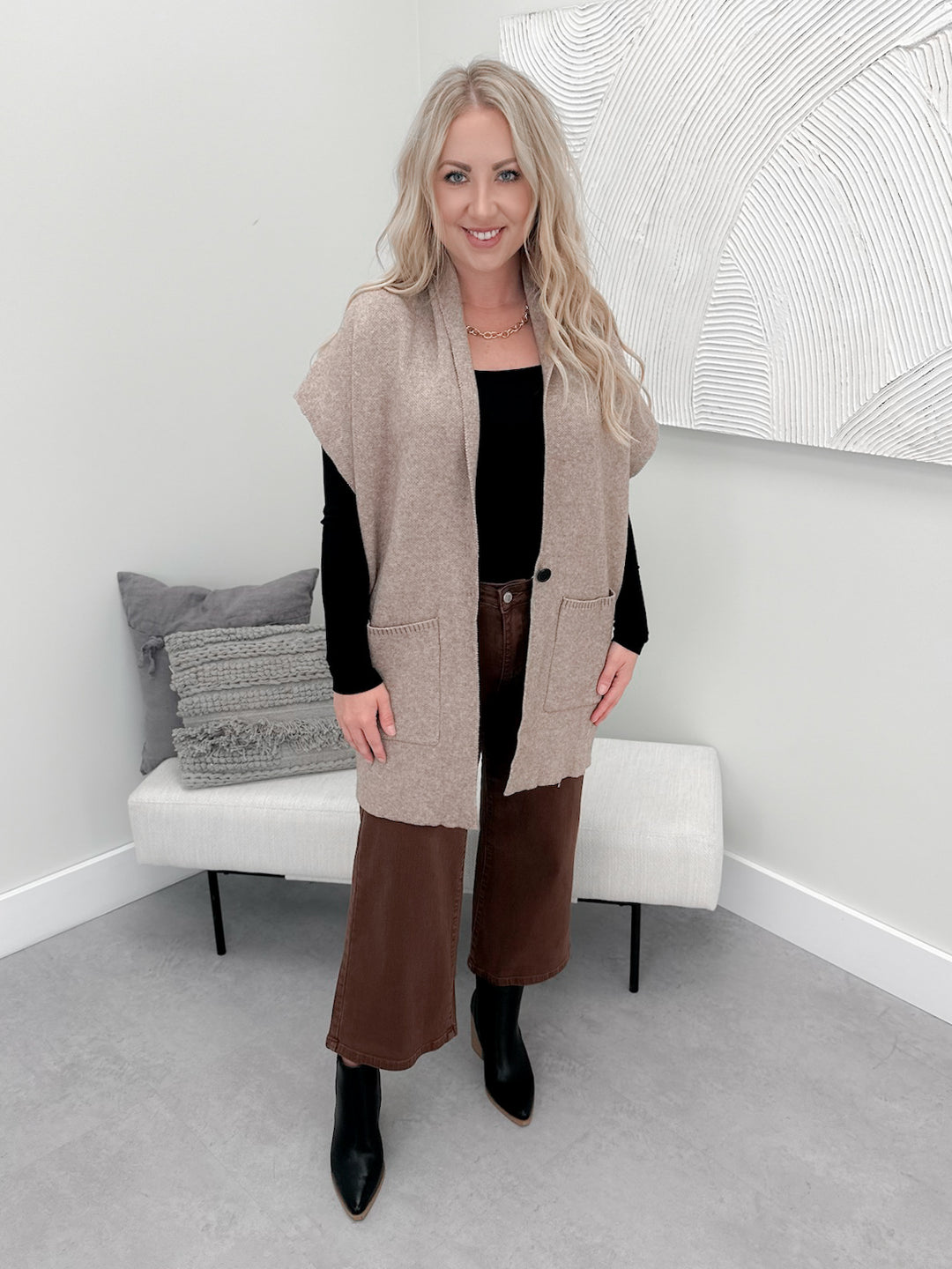 Rooney Poncho Cardigan in Mocha