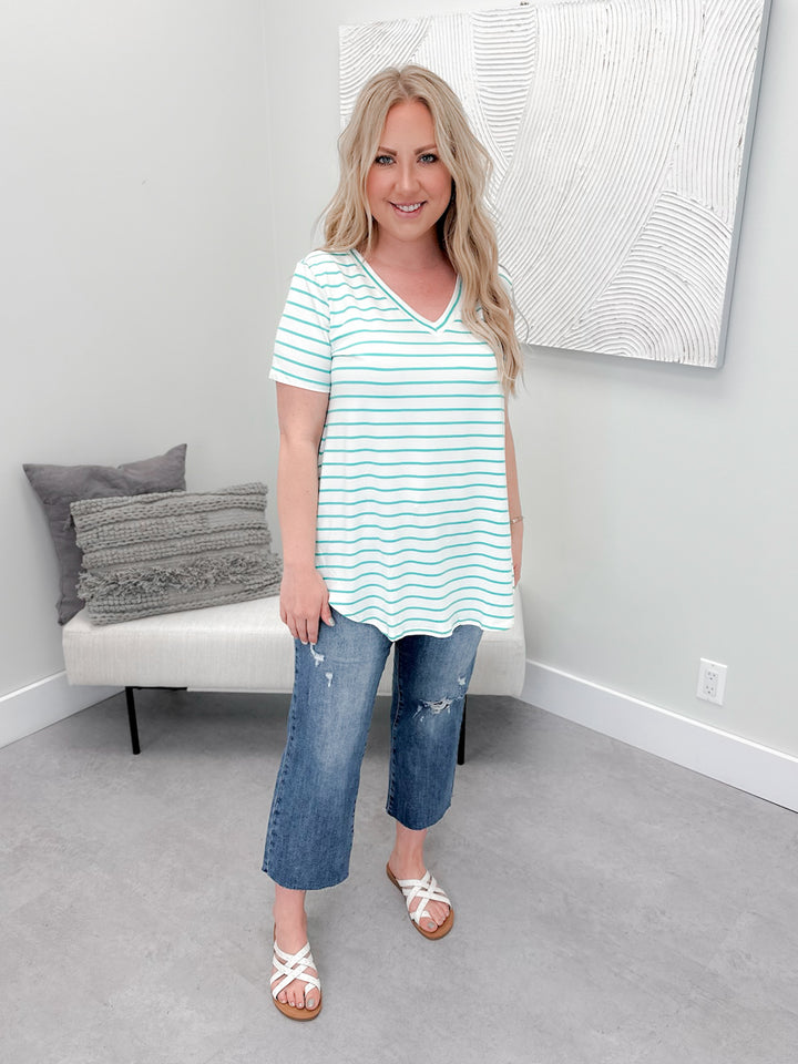 Buttery Basic Tee in Mint/Ivory