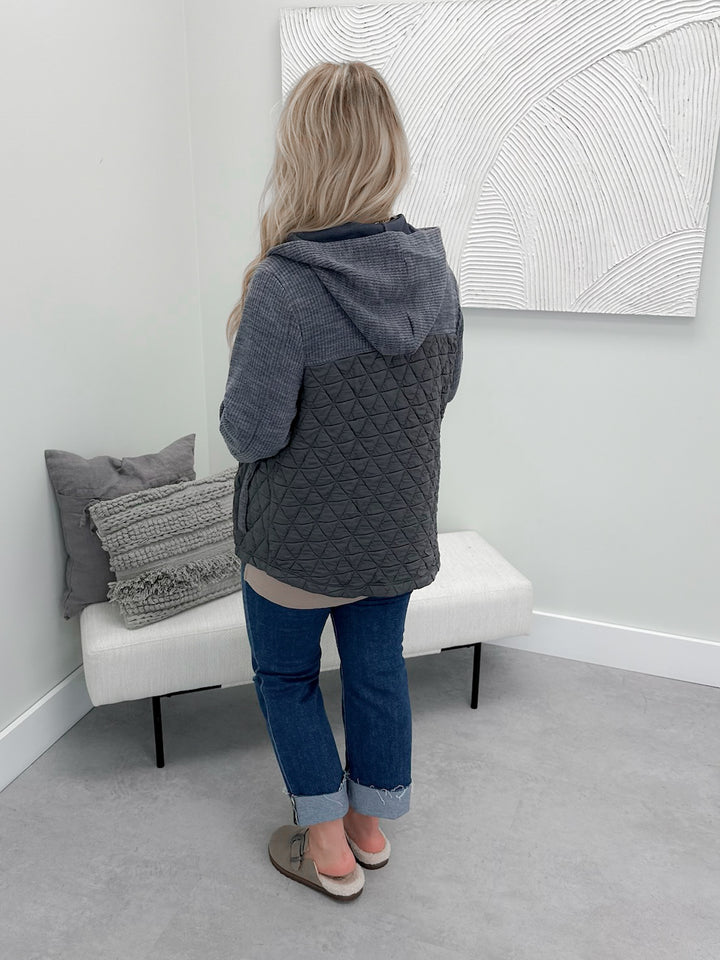 Kane Quilted Shacket in Slate