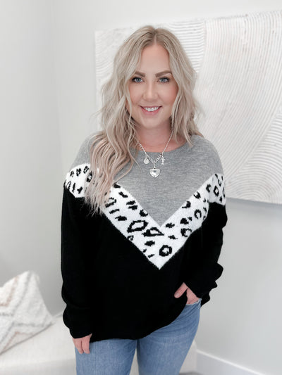 Reece Leopard Sweater in Black