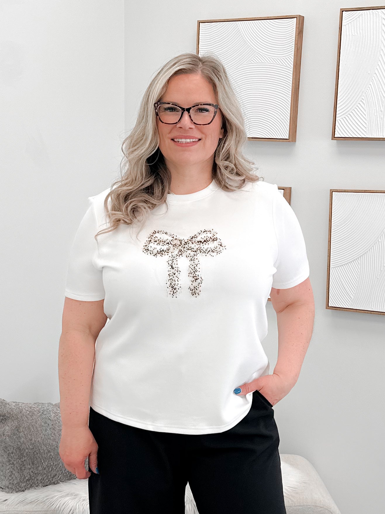 Betty Bow Tee in Off White