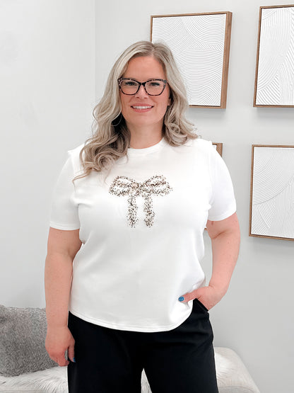 Betty Bow Tee in Off White