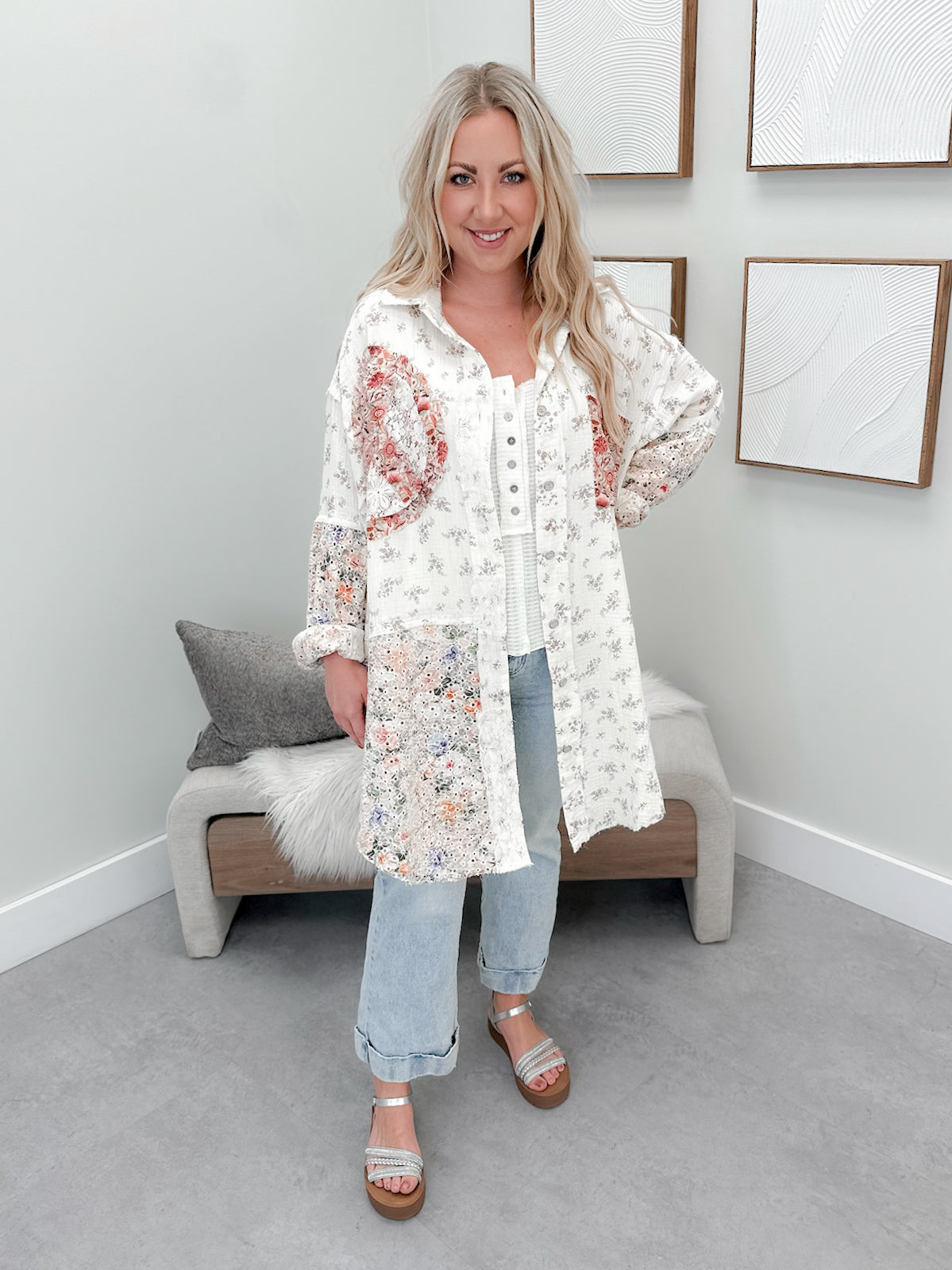 Peace Button Down Top by Pol