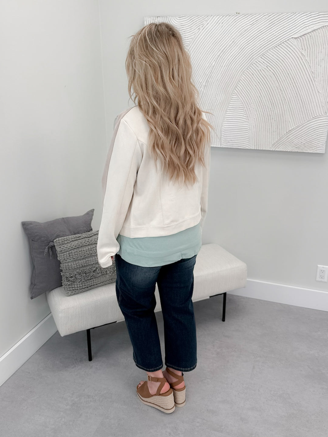 Inara Faux Suede Jacket in Ivory Mix