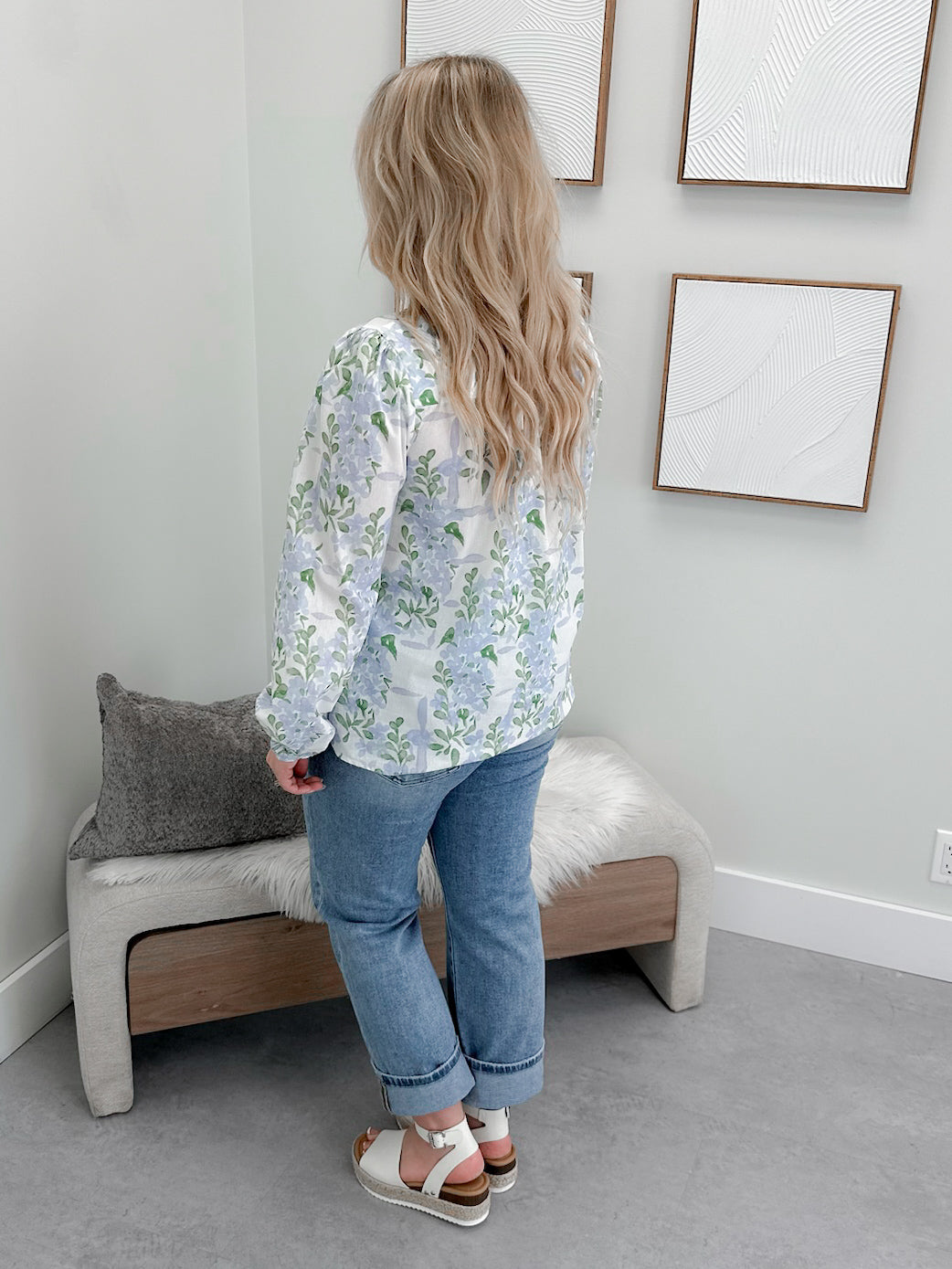 Loraina Blouse in Blue Floral