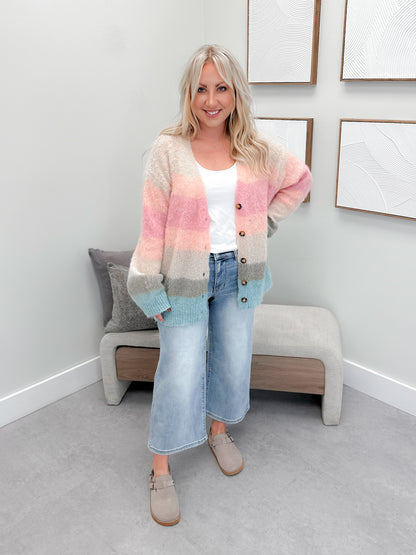 Fauna Cardigan in Mixed Stripes