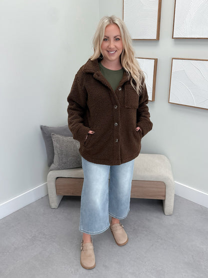 Teddy Oversized Jacket in Brown