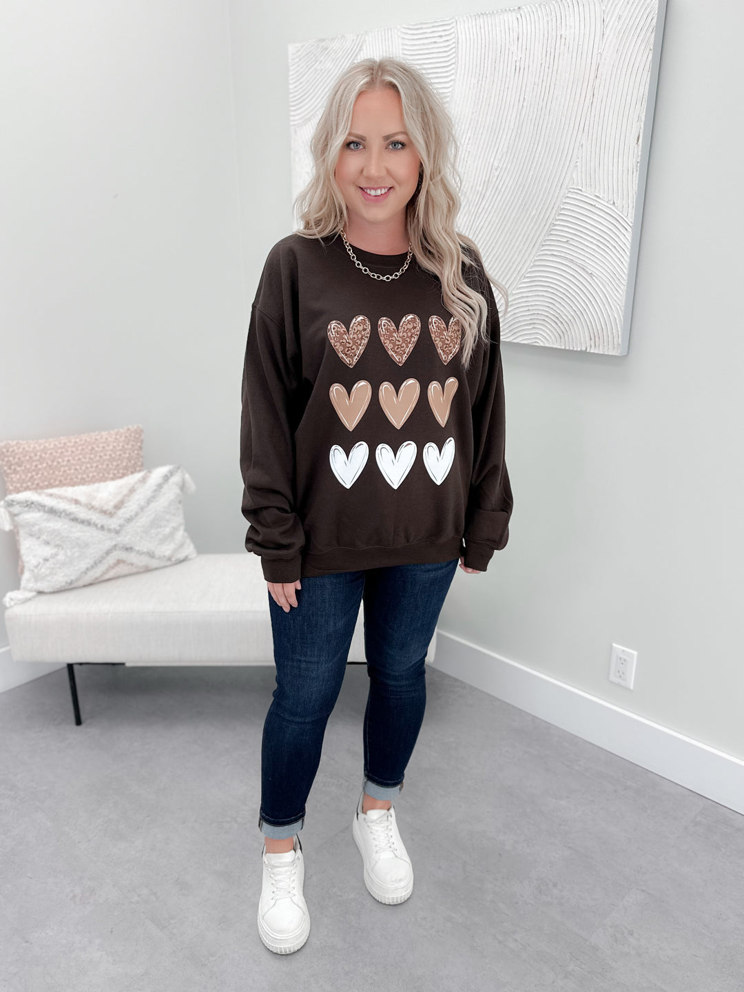 Heart Stamp Pullover in Chocolate by Ash + Antler