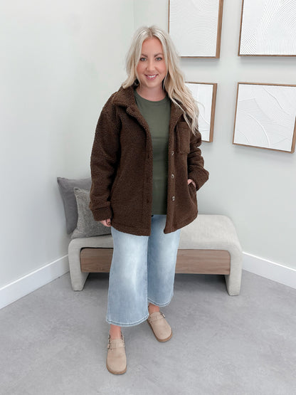 Teddy Oversized Jacket in Brown