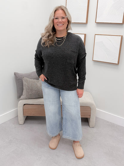 Denton Brushed Pullover in Charcoal