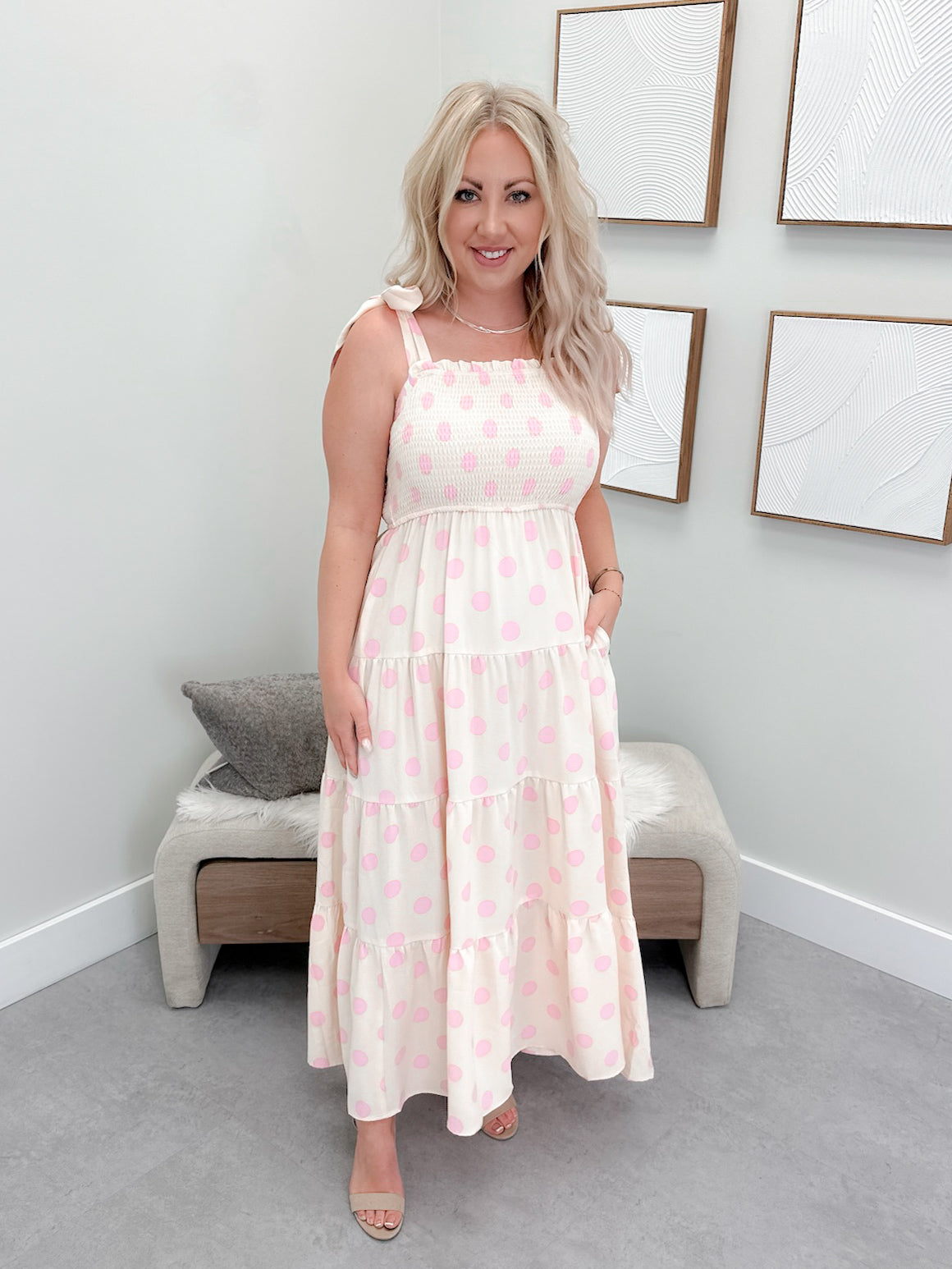 Palmer Polka Dot Dress in Pink