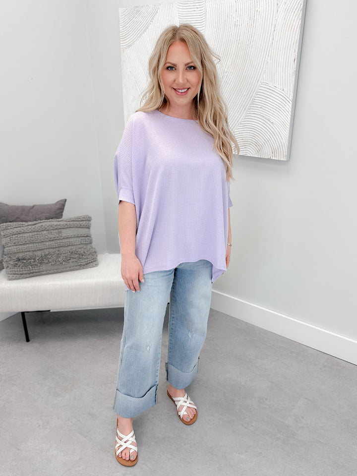 Franny Waffle Top in Lilac