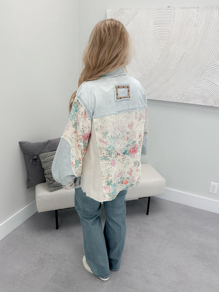 Sullivan Floral Shacket in Denim by Pol