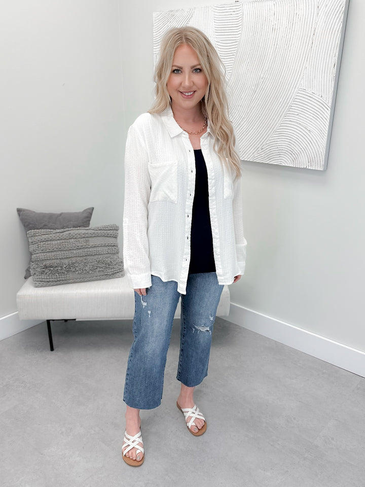 Favorite Button Up in Soft White by Grace & Lace