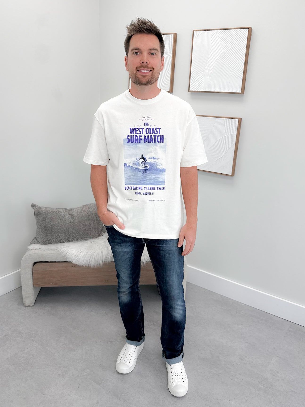 Mens Surf Match Tee in Vanilla