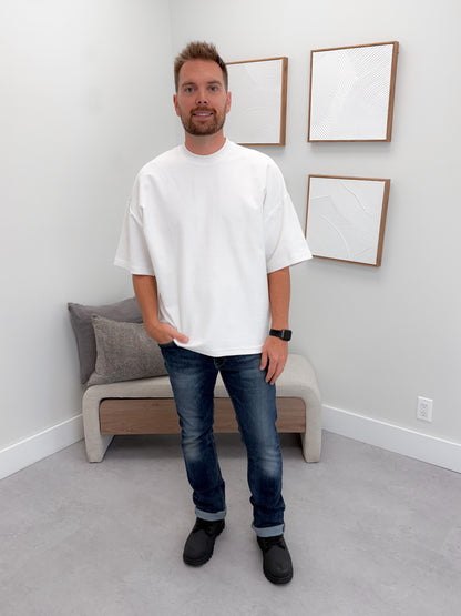 Mens Greer Ribbed Tee in White