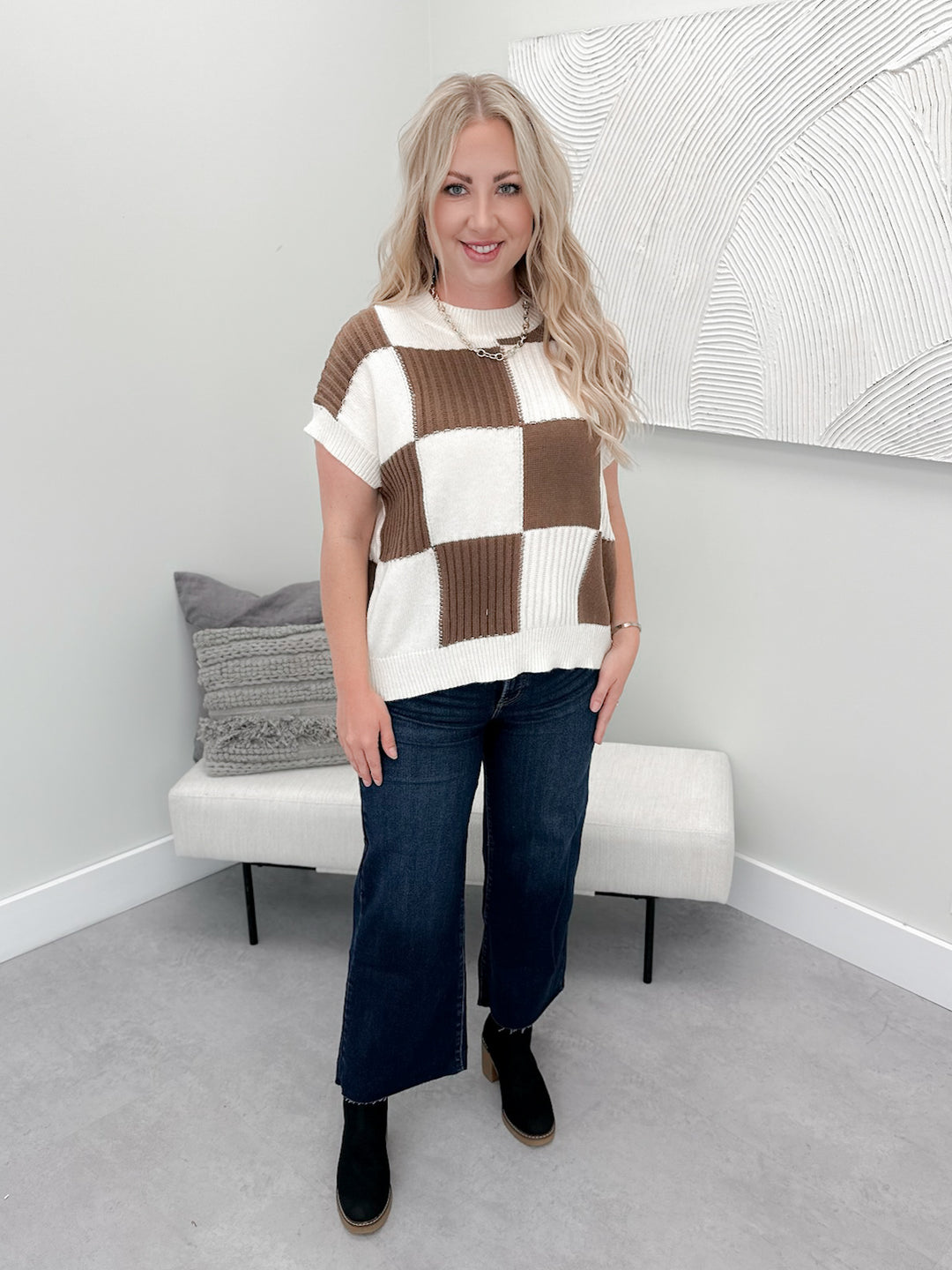 Jasper Sweater in Checked Mocha