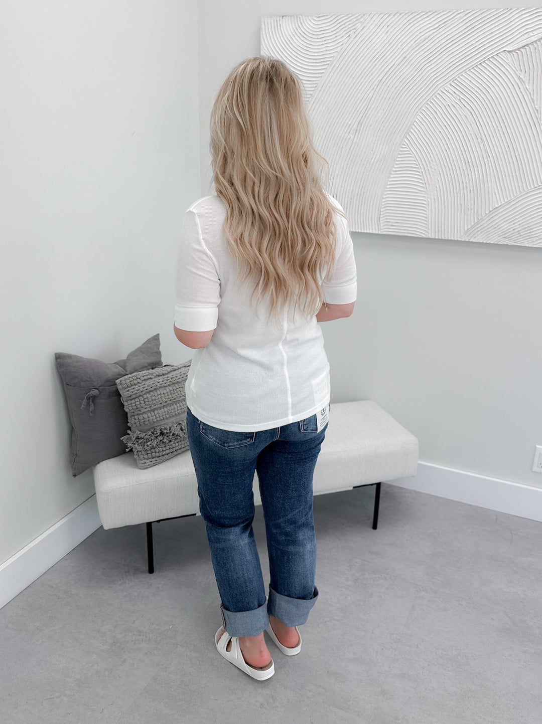 Kennedy Ribbed Top in Off White