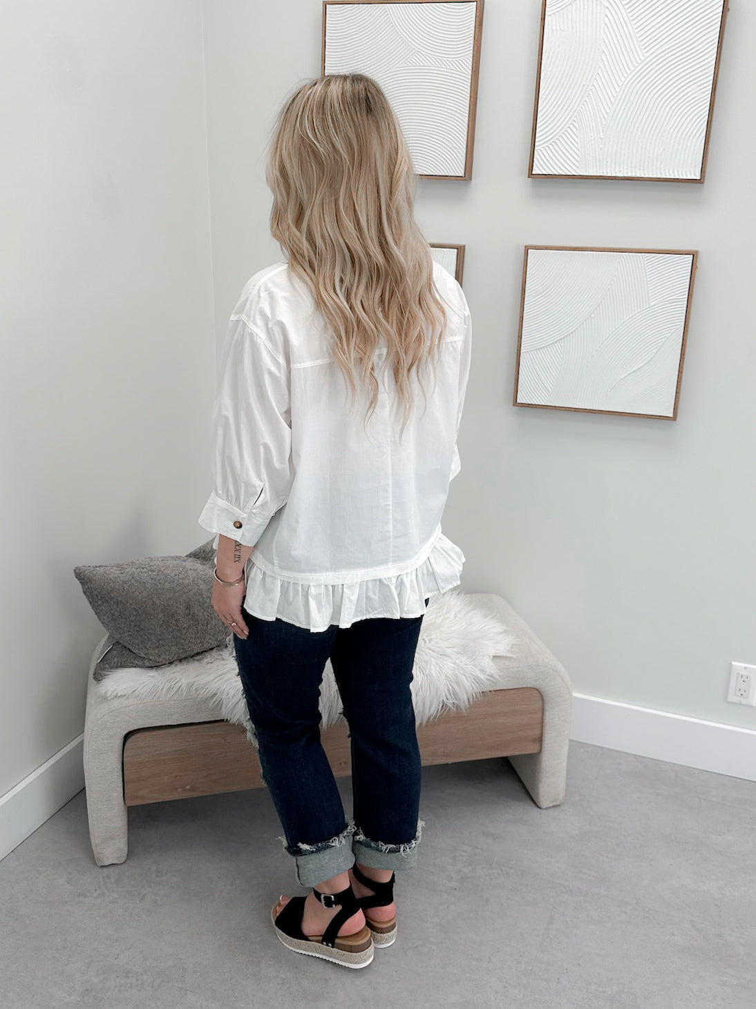 Blythe Button Up Top in White