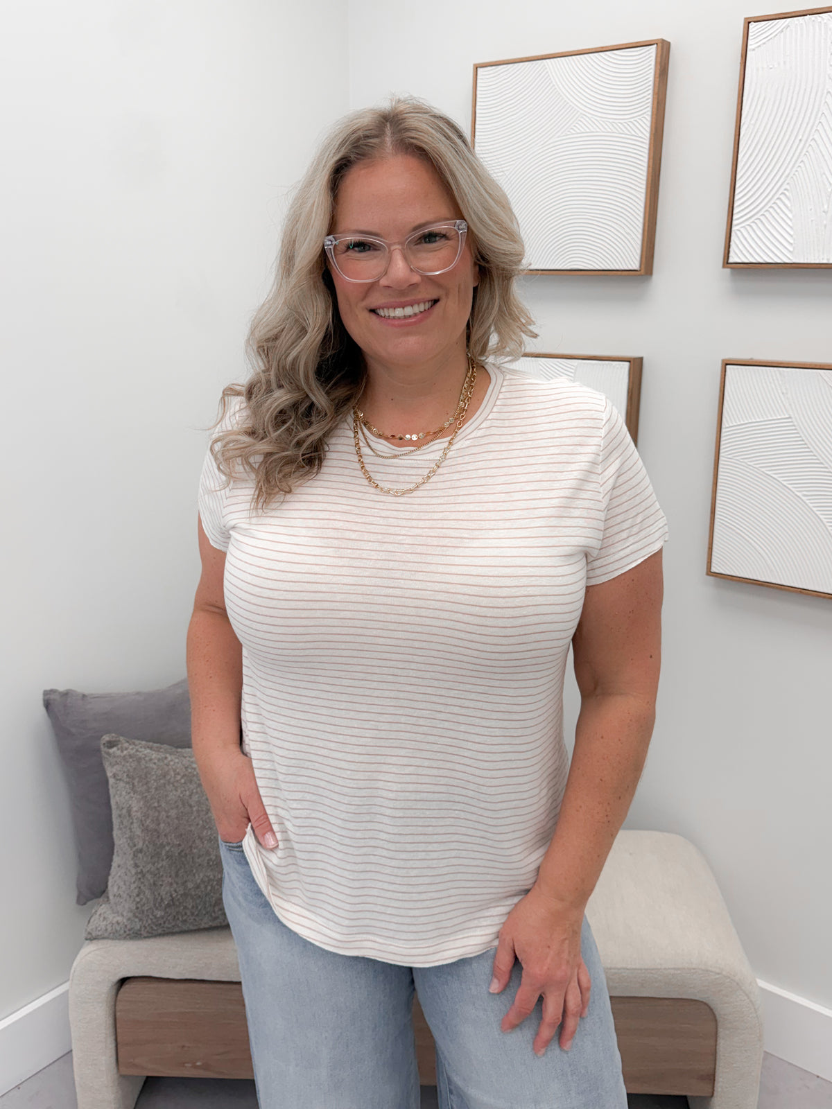 Brylie Tee in Mocha Stripe