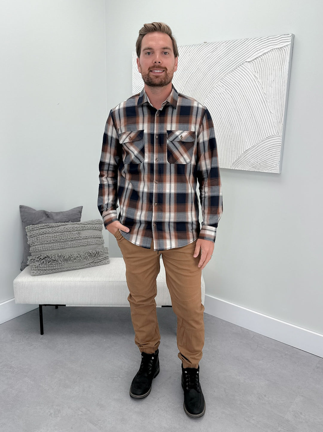 Rexford Mens Button up in Paprika