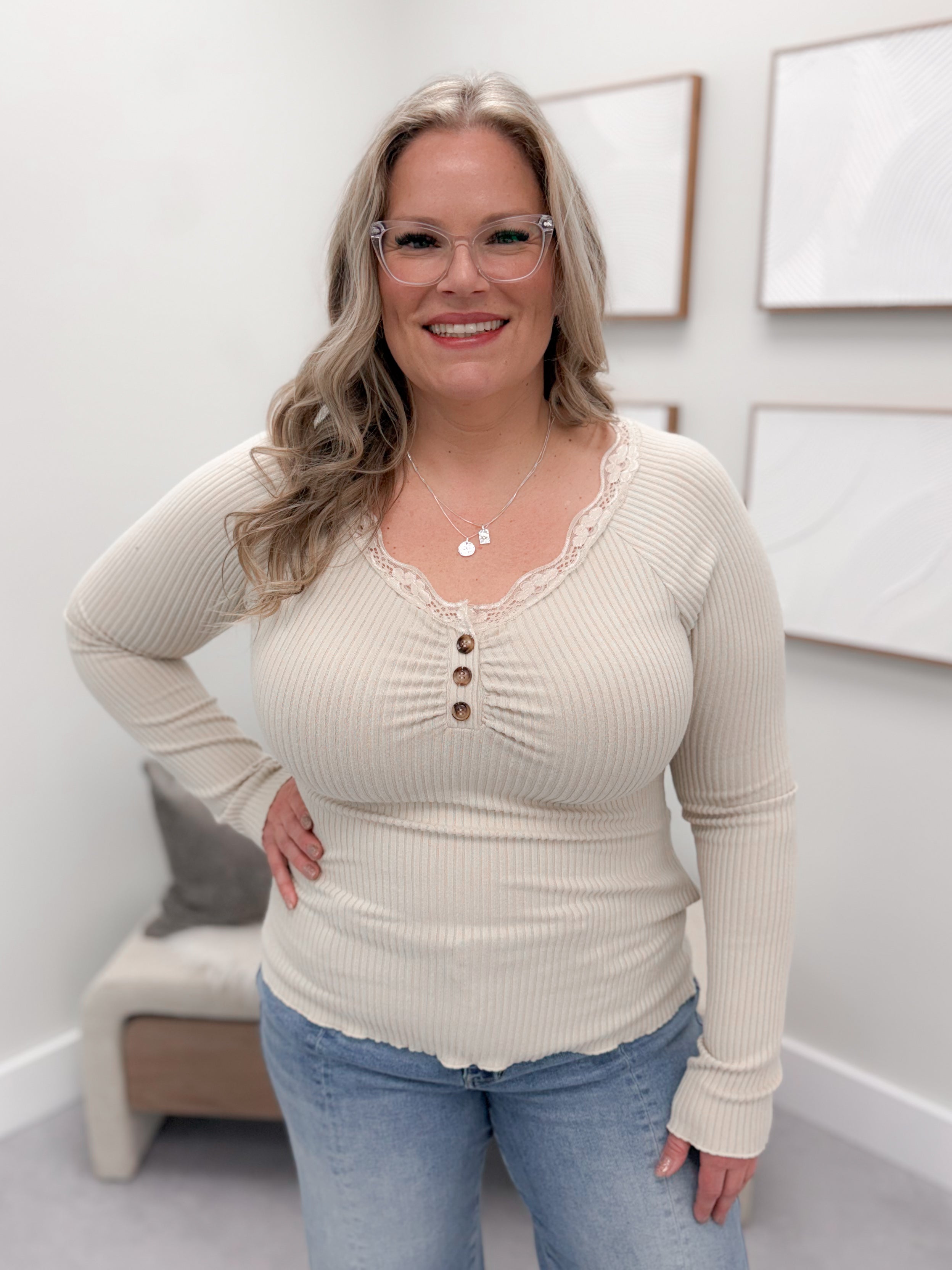 Evie Long Sleeve in Beige