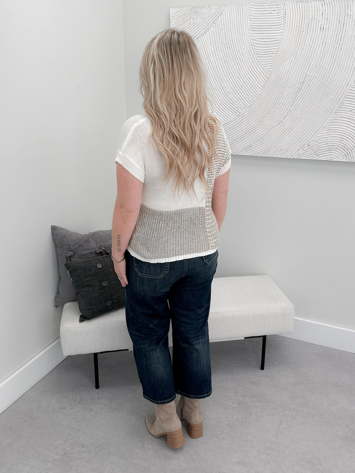 Soul Blocked Sweater in Taupe