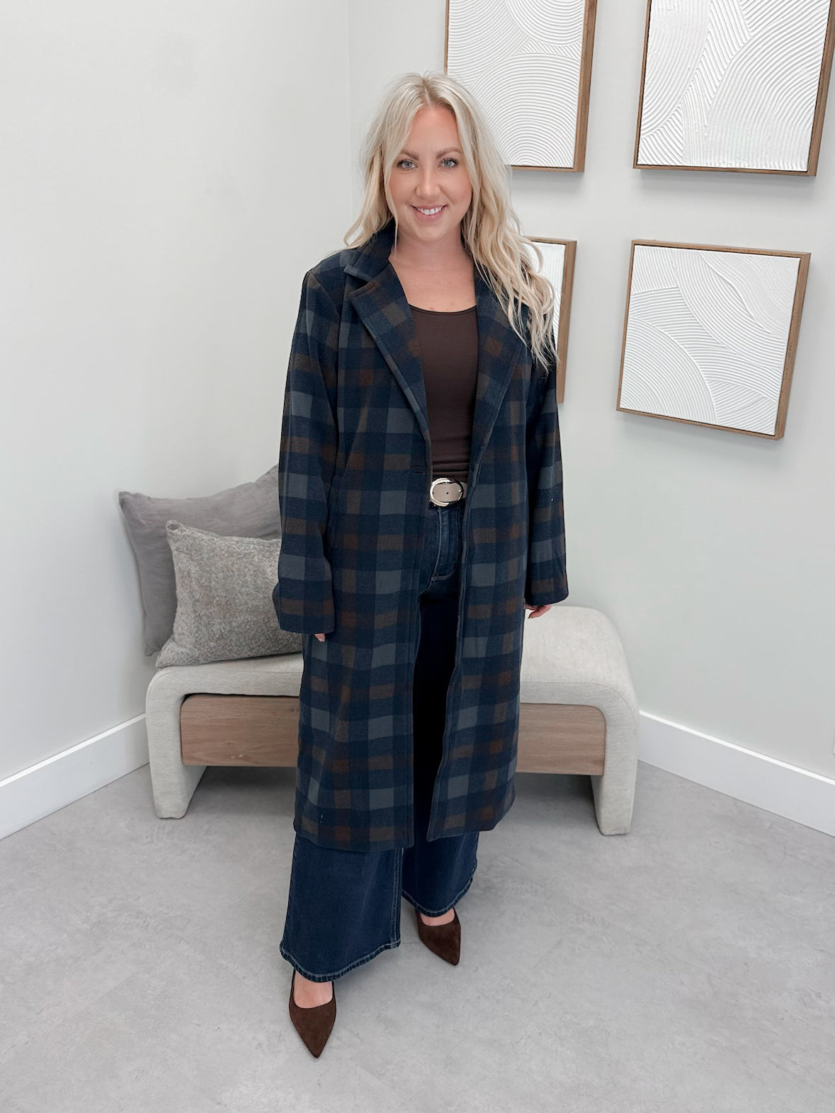 Colette Coat in Navy Plaid