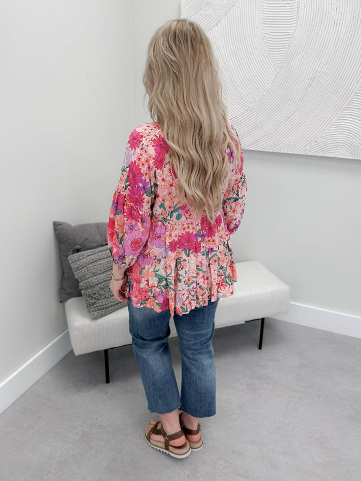 Soleil Top in Pink Floral