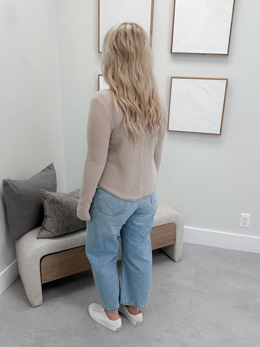Coming Up Waffle Long Sleeve in Latte