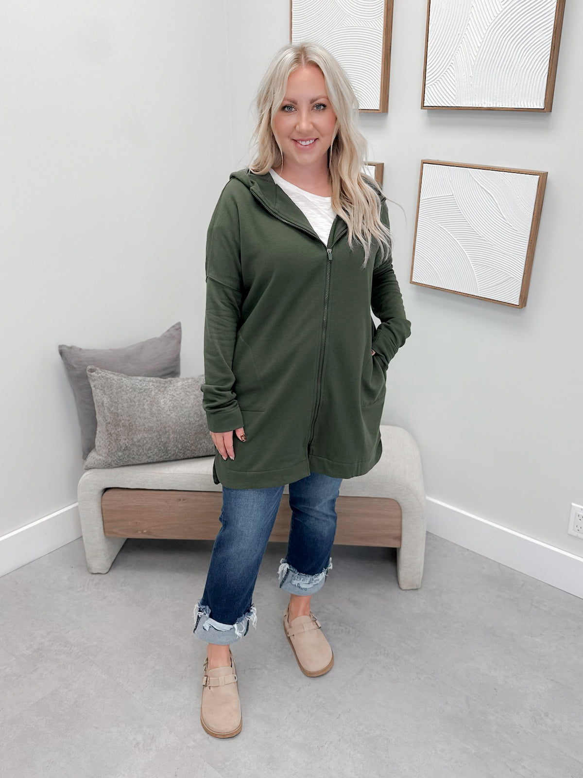 221 Full Zip Hoodie in Olive