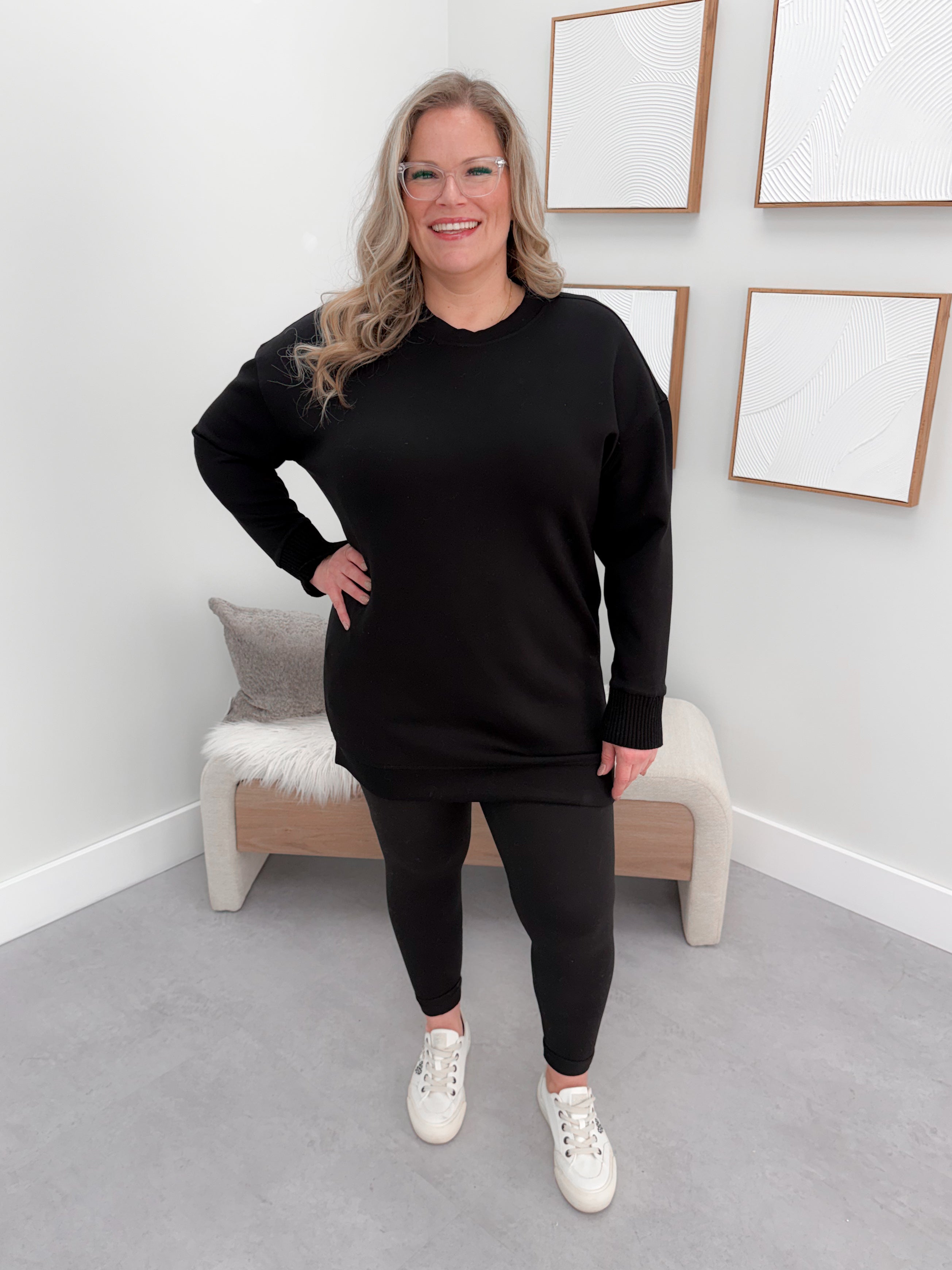 Brooke Pullover Dress in Black