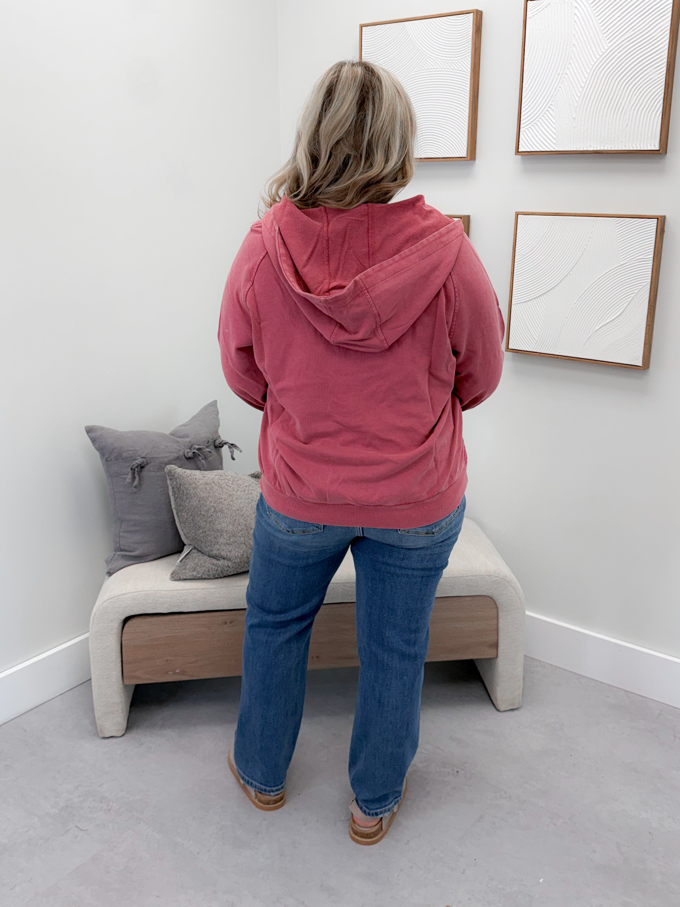 Ryker Half Zip Hoodie in Vintage Wash Berry
