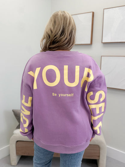 Love Yourself Pullover in Lavender (Curvy Only)