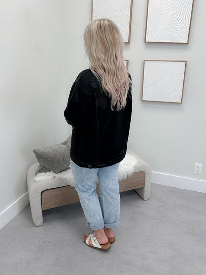 Kerry Boyfriend Jean Jacket in Black
