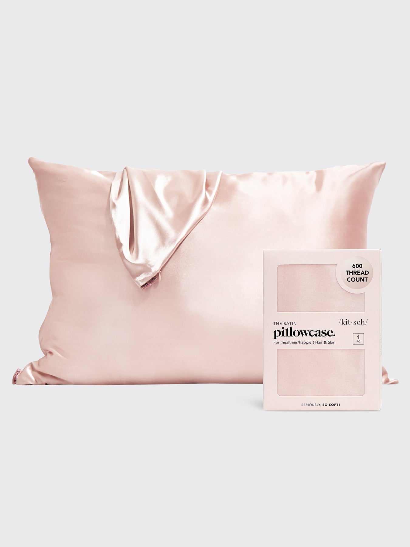 Kitsch Standard Satin Pillowcase in Blush