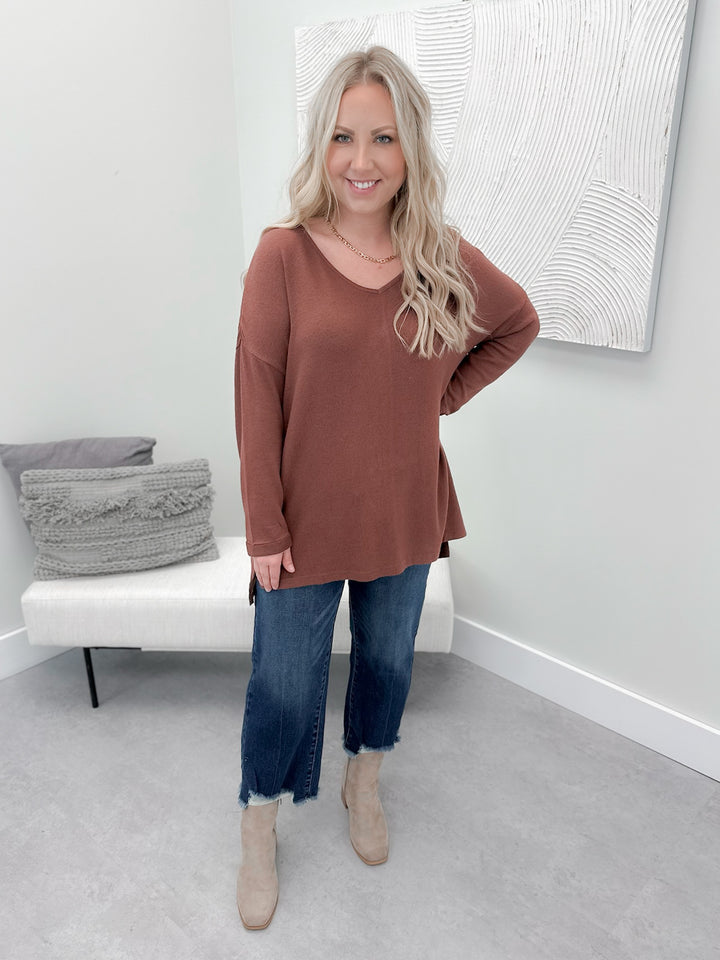 Britt Brushed Long Sleeve in Rootbeer by C'est Moi