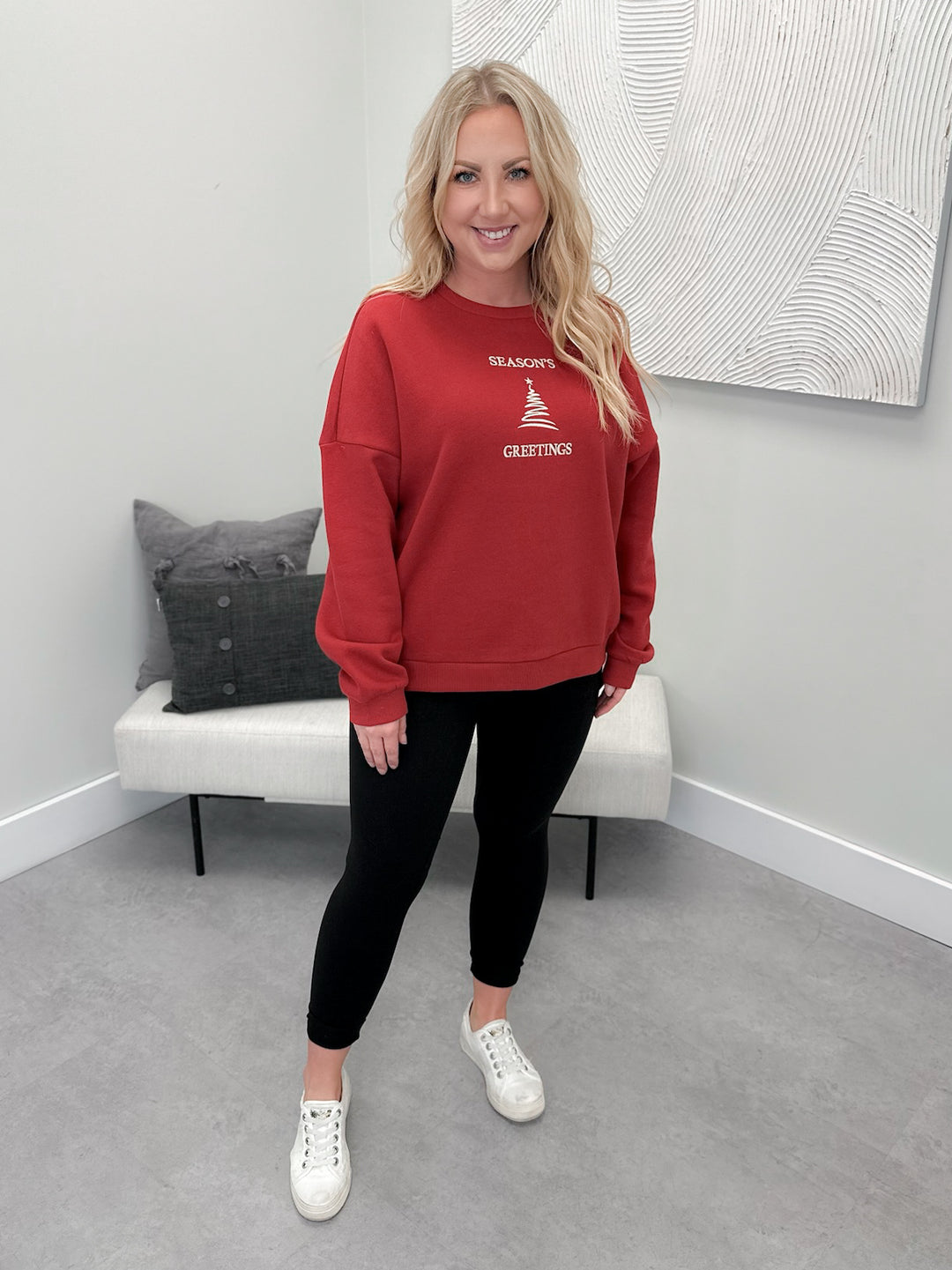 Seasons Greetings Pullover in Red