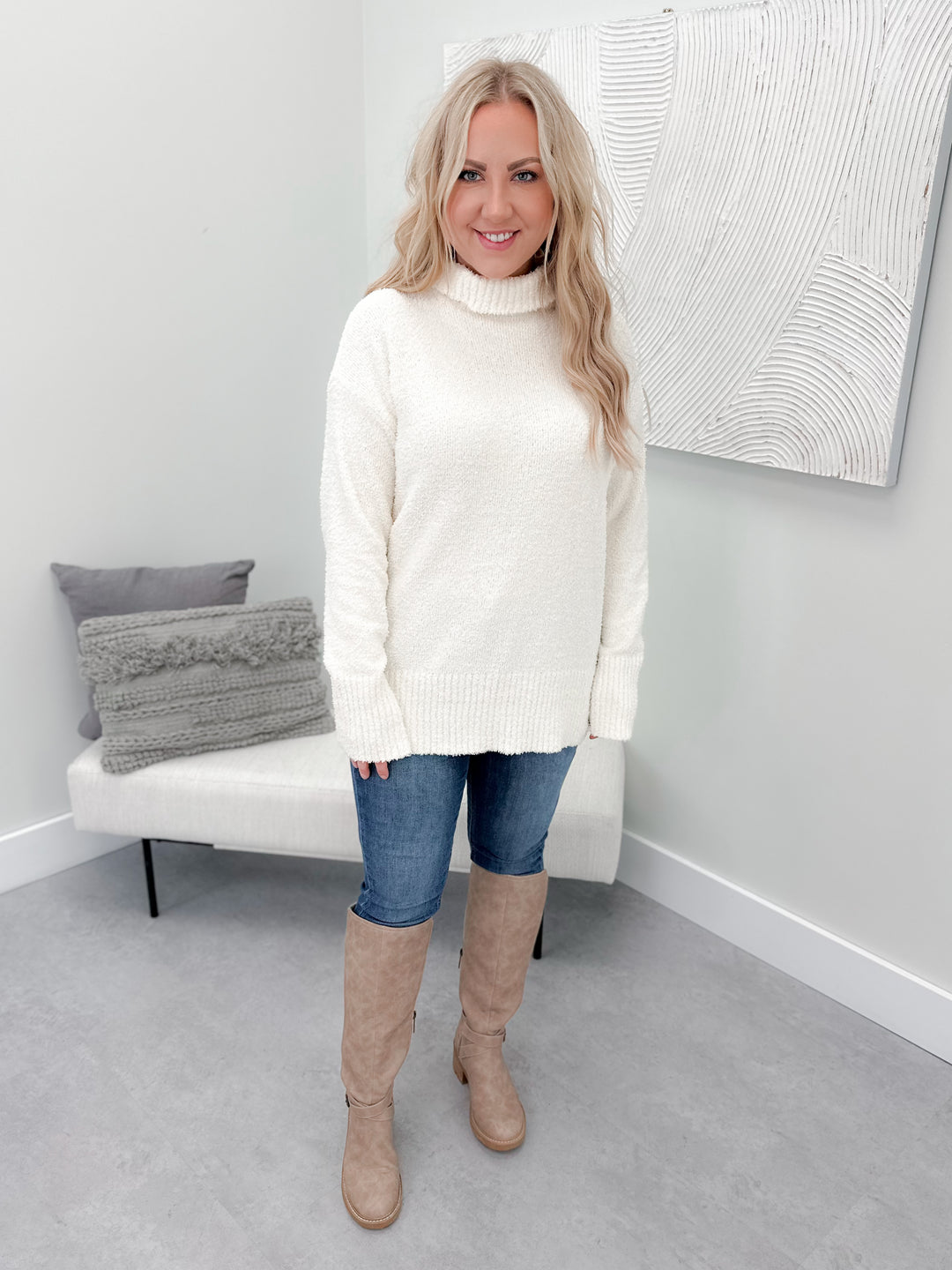 Salem Turtle Neck Sweater in Cream