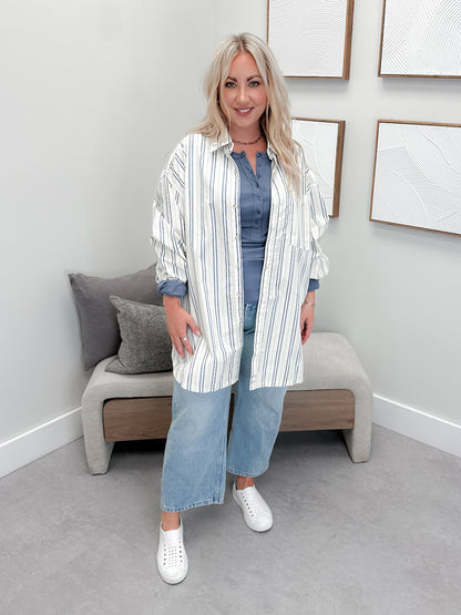 Freddie Striped Shirt in Ivory Combo by Free People