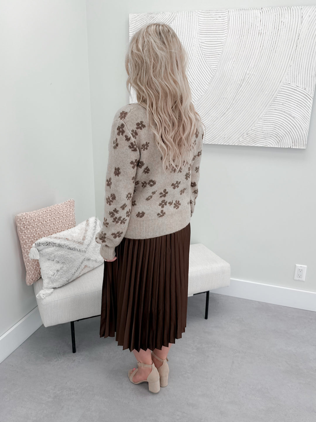 Cocoa Twirl Pleated Skirt