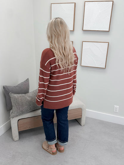 Silvia Striped Sweater in Brick