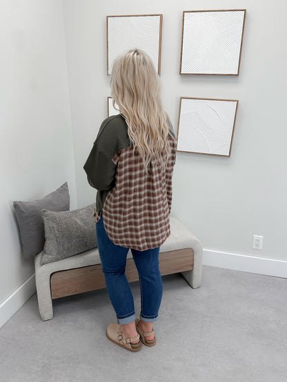 Tanya Pullover in Plaid & Olive