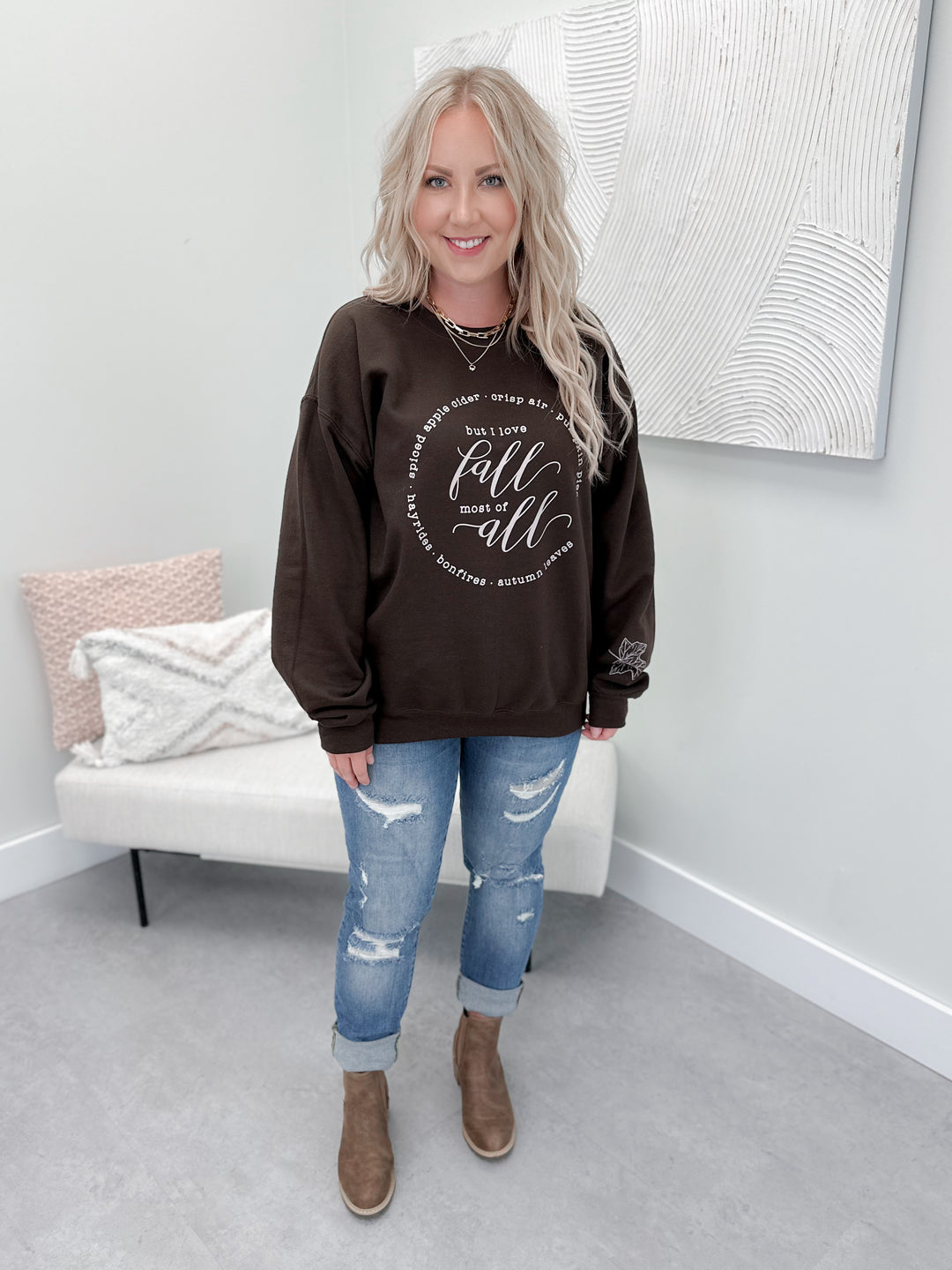 I Love Fall Pullover in Chocolate by Ash + Antler