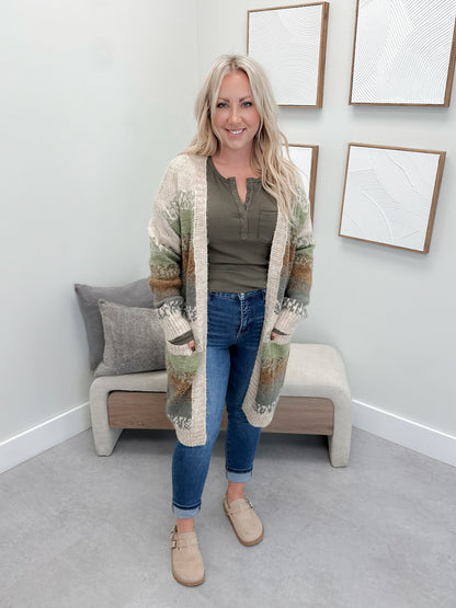 Newport Cardigan in Earthy Olive