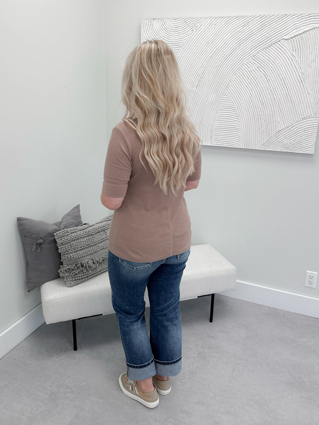 Kennedy Ribbed Top in Mocha
