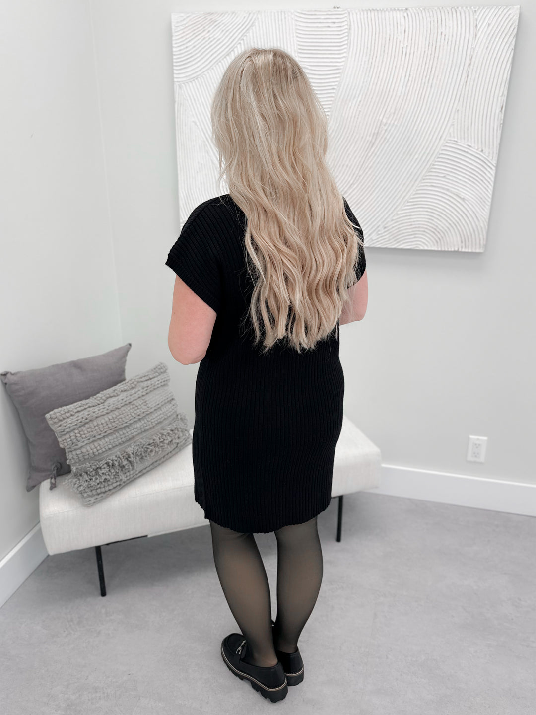 Daphne Sweater Dress in Black