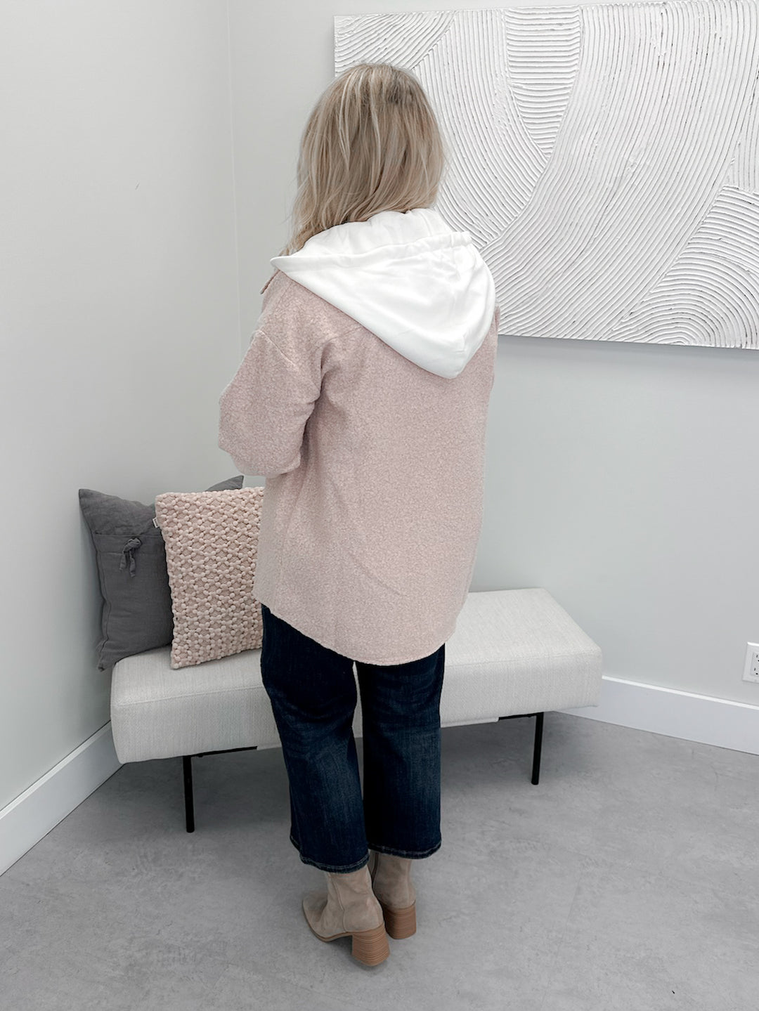 Wishes Boucle Shacket in Candy Pink